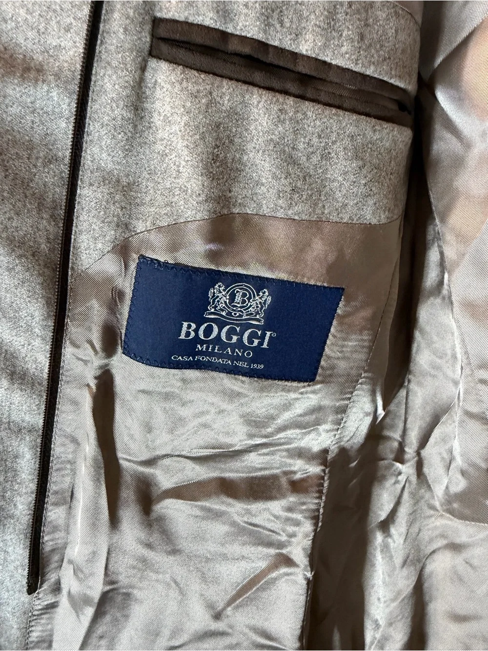 Boggi Milano Men’s Gray Sport Wool Flannel Blazer 50R 2-Button detachable chest